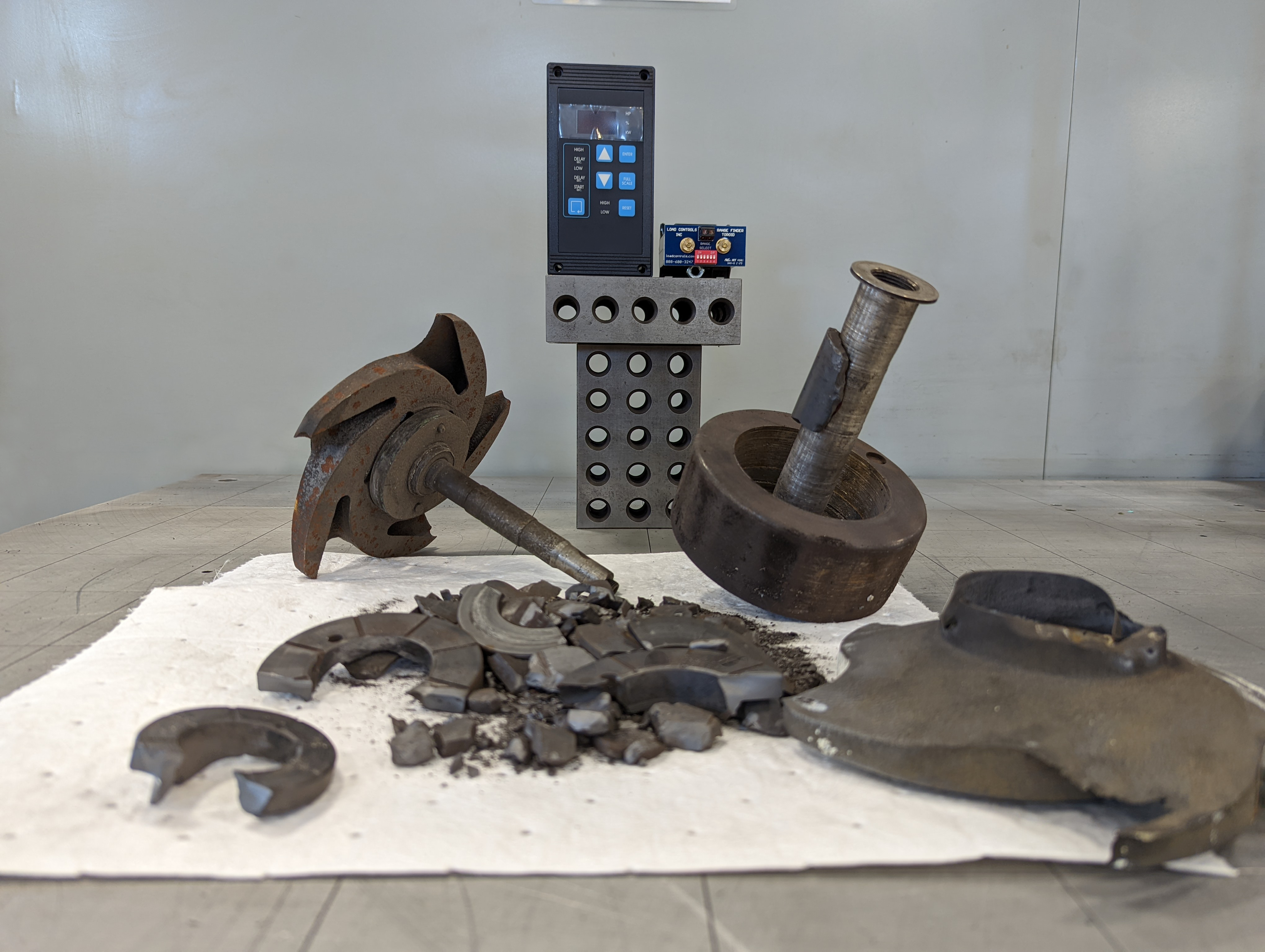 Image shows results of mag drive pump failure when not protected by a power monitor.